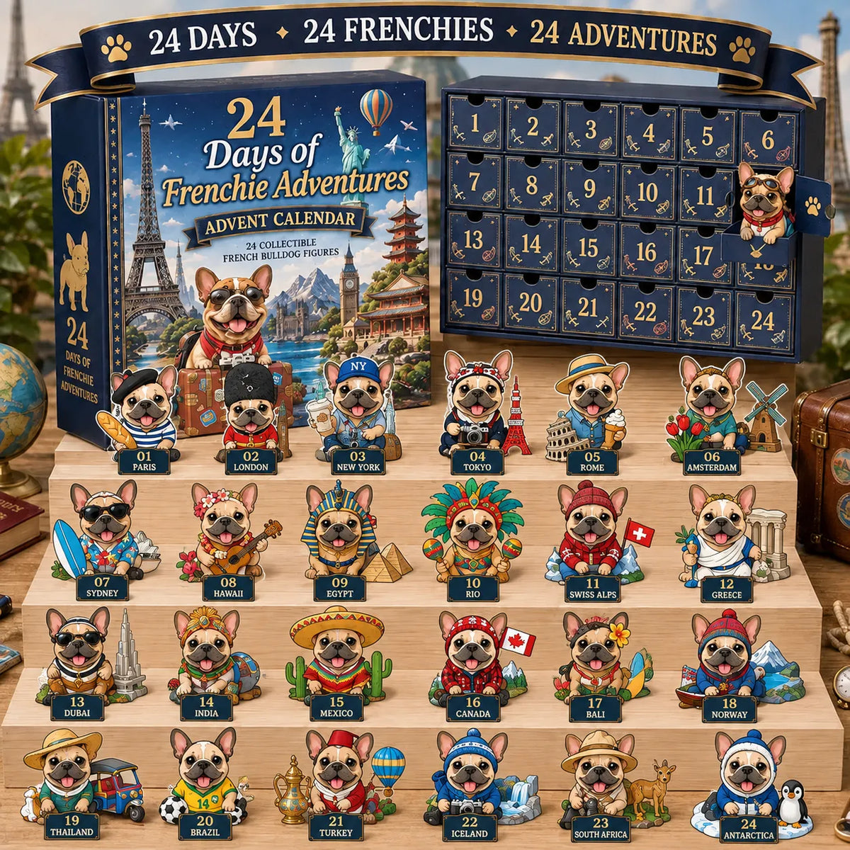 💯 🐶 24-Day French Bulldog Christmas Advent Calendar | 24 Unique Collectible Frenchie Characters with Different Outfits, Personalities & Daily Holiday Surprises 🎄✨