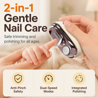 A🔥Last Day 50% OFF -✂️ 2-in-1 Smart Electric Nail Clipper & Polisher – Anti-Pinch Safety & LED Light 💅