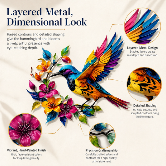 🔥2026 Hot Sale - 🐦Hummingbird Bloom Metal Wall Art