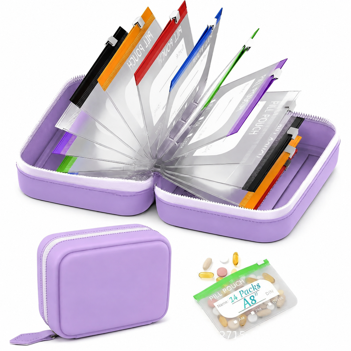 14-Pouch Travel Pill Organizer – Waterproof Medicine & Vitamin Case