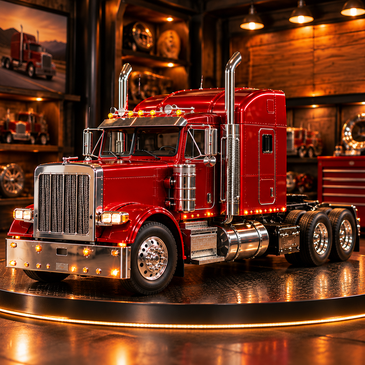 🔥LAST DAY 49%🚛 Candy Apple Red American Truck Model Kit – Build Your O ...