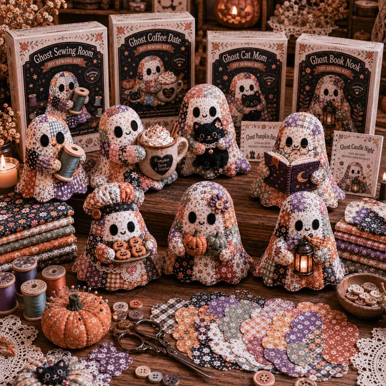 🧵49% Off Last Day - 👻Little Ghost’s Cozy Halloween DIY Patchwork Kit